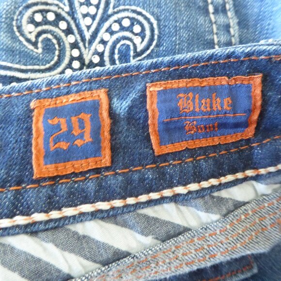 Rock Revival Blake Light Blue Denim Straight Boot Leg Jeans Size 29 Long Tall - Picture 11 of 14